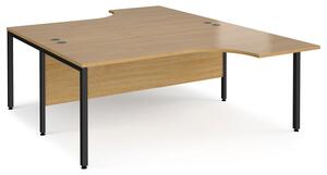 Value Line Deluxe Bench Back to Back Ergo Desks (Black Legs), 180wx200/240dx73h (cm), Oak