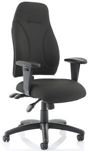 Asinaro Black Fabric Posture Chair (Adjustable Arms), Black