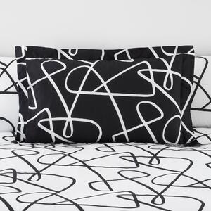 Mono Curves Black Oxford Pillowcase Black/white