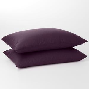 Pure Cotton Standard Pillowcase Pair Aubergine (Purple)