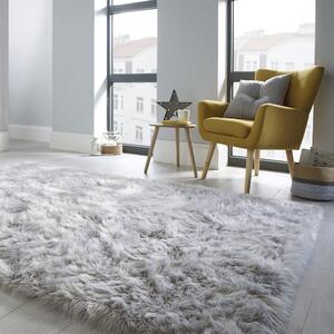 Faux Fur Grey Sheepskin Rug Grey