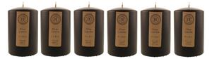 Pack of 6 Black Pillar Candles Black