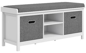 HOMCOM Shoe Bench with Seat, Shoe Storage Bench with Cushion, 2 Drawers and Adjustable Shelf for Entryway, Hallway, Living Room, Bedroom, White