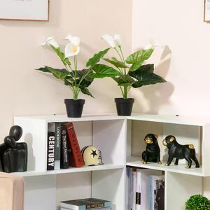 HOMCOM Set of 2 Artificial Realistic Calla Lily Flower, Faux Decorative Plant in Nursery Pot for Indoor Outdoor Décor, 55cm