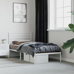 Metal Bed Frame with Headboard White 90x190 cm 3FT Single