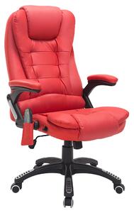 HOMCOM Vibrating Massage Heat Executive Home Office Chair Faux Leather Computer Swivel Recliner High Back for Adult, Red