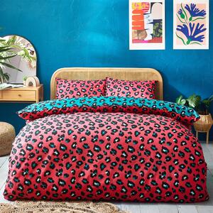 Style Lab Leopard Teal and Coral Duvet Cover and Pillowcase Set Teal (Green)