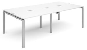 Prime Back To Back Double Narrow Bench Desk (White Legs), 240wx120dx73h (cm), White