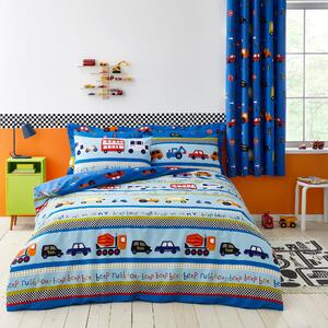 Transport Blue Duvet Cover Set Blue, Red and Yellow