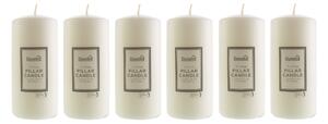 Pack of 6 Essentials White Pillar Candles, 7cm x 15cm White