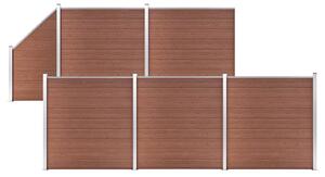 WPC Fence Set 5 Square + 1 Slanted 965x186 cm Brown
