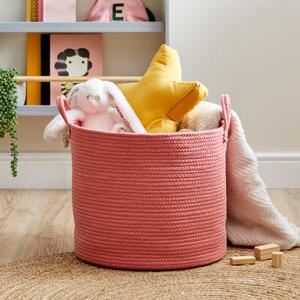 Large Cotton Rope Basket Pink