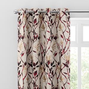 Zen Red Jacquard Eyelet Curtains Red