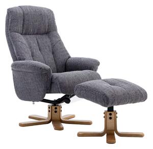 Bradley Luxury Fabric Recliner Chair with Footstool (Greystone), Greystone