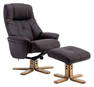 Bradley Luxury Leather Look Recliner Chair with Footstool (Brown), Brown