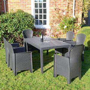 Trabella Salerno 6 Seater Dining Set with Sicily Chairs Grey