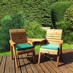 Charles Taylor 2 Seater Angled Companion Set with Green Seat Pads Green