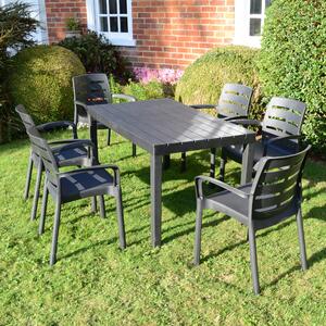 Trabella Roma 6 Seater Dining Set with Siena Chairs Grey