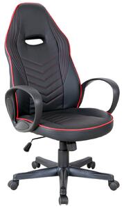 Vinsetto Home Office Faux Leather Executive Chair High Back Desk Gaming Gamer Swivel Chair Adjustable Height, Wheels, Arm, Black Red