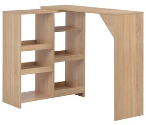 Bar Table with Moveable Shelf Oak 138x39x110 cm