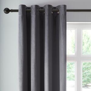 Reversible Merlot and Charcoal Velour Eyelet Curtains Wine (Red)