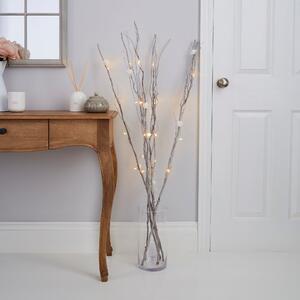 White Rose Silver Twig Lights White