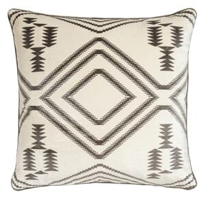 Navaho Grey, Sustainable Feather, Cushion, 55cm x 55cm - Andrew Martin Velvet Geometric & Kilim