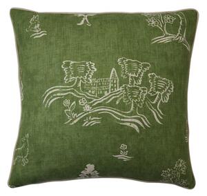 Friendly Folk Basil Green, Sustainable Feather, Cushion, 55cm x 55cm - Andrew Martin Kit Kemp Eco-conscious & Linen Blend & Viscose Blend Animal & Flo