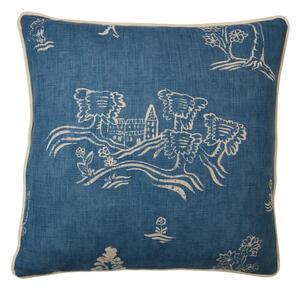 Friendly Folk Happy Blue, Sustainable Feather, Cushion, 55cm x 55cm - Andrew Martin Kit Kemp Eco-conscious & Linen Blend & Viscose Blend Animal & Flor