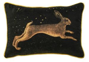 Pisanello Hare, Sustainable Feather, Cushion, 55cm x 35cm, Black/Brown/Gold - Andrew Martin Velvet Animal