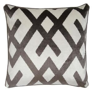 Fitzroy Grey, Sustainable Feather, Cushion, 55cm x 55cm - Andrew Martin Velvet Geometric