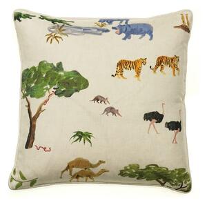 Noah Multi, Sustainable Feather, Cushion, 55cm x 55cm - Andrew Martin Holly Frean Eco-conscious & Linen Blend & Viscose Blend Animal