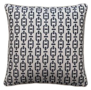 Burlington Navy, Sustainable Feather, Cushion - Andrew Martin Sophie Paterson Cotton Blend & Linen Blend Geometric