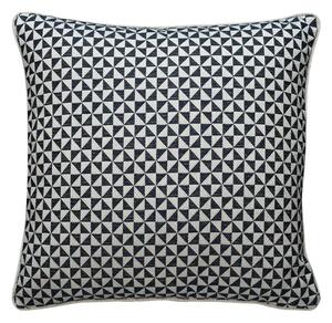 Bruton Navy, Sustainable Feather, Cushion - Andrew Martin Sophie Paterson Cotton Blend & Linen Blend Geometric