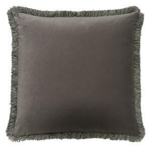 Pelham Slate / Cocktail Stormy, Sustainable Feather, Cushion - Andrew Martin With Trim/Fringe & Velvet Plain & Plain Texture