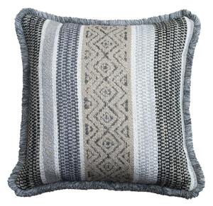 Pampas Natural, Sustainable Feather, Cushion, 55cm x 55cm - Andrew Martin With Trim/Fringe & Cotton Blend & Linen Blend Stripe