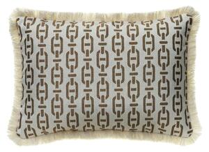 Burlington Tan Medium Rectangle, Sustainable Feather, Rectangle Cushion - Andrew Martin Sophie Paterson With Trim/Fringe & Cotton Blend & Linen Blend