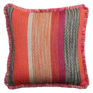 Llama Orange, Sustainable Feather, Cushion, 55cm x 55cm - Andrew Martin Cotton Blend & Linen Blend Stripe