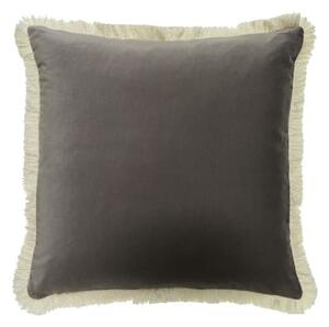 Pelham Slate / Cocktail Vesper, Sustainable Feather, Cushion - Andrew Martin With Trim/Fringe & Velvet Plain & Plain Texture