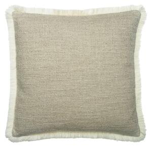 Wren Stone, Sustainable Feather, Cushion, 55cm x 55cm - Andrew Martin Sophie Paterson With Trim/Fringe & Linen Blend & Viscose Blend & Wool Blend Plai