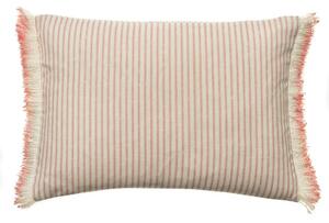 Picket Pink/Island Trim, Sustainable Feather, Cushion - Andrew Martin Eco-conscious & With Trim/Fringe & Linen & Linen Blend Stripe