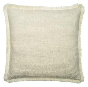 Wren Chalk, Sustainable Feather, Cushion, 55cm x 55cm - Andrew Martin Sophie Paterson With Trim/Fringe & Linen Blend & Viscose Blend & Wool Blend Plai