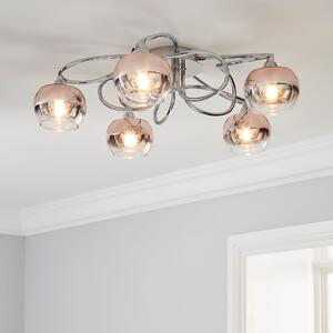 Seychelles Blush Pink 5 Light Flush Ceiling Fitting Blush