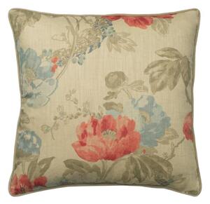 Peony Sea Coral, Sustainable Feather, Cushion - Andrew Martin Eco-conscious & Cotton & Cotton Blend & Linen & Linen Blend Floral