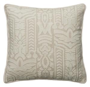 Totem Ivory, Sustainable Feather, Cushion - Andrew Martin Linen & Linen Blend Embroidered & Floral & Geometric