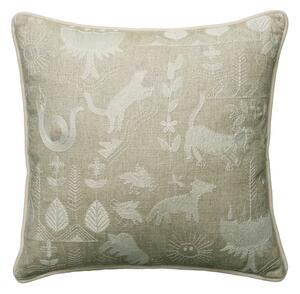 Scout Ivory, Sustainable Feather, Cushion - Andrew Martin Linen & Linen Blend Embroidered & Animal & Floral