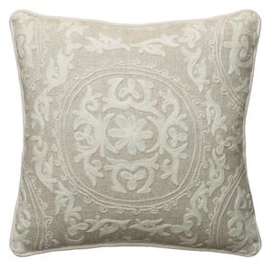 Yurt Ivory, Sustainable Feather, Cushion - Andrew Martin Linen & Linen Blend Embroidered & Floral & Geometric