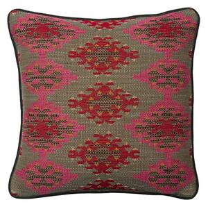 Orillo Pink, Sustainable Feather, Cushion, 55cm x 55cm - Andrew Martin Cotton Blend Kilim & Weave