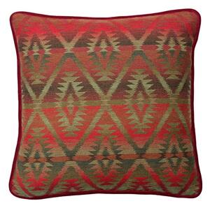 Mendoza Malbec, Sustainable Feather, Cushion, 55cm x 55cm, Red - Andrew Martin Wool Geometric & Kilim