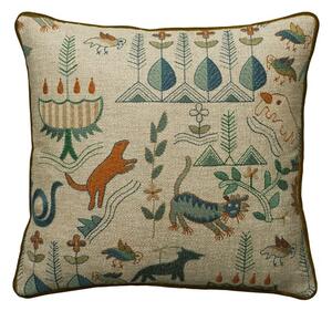 Scout Forest, Sustainable Feather, Cushion - Andrew Martin Linen & Linen Blend Embroidered & Animal & Floral